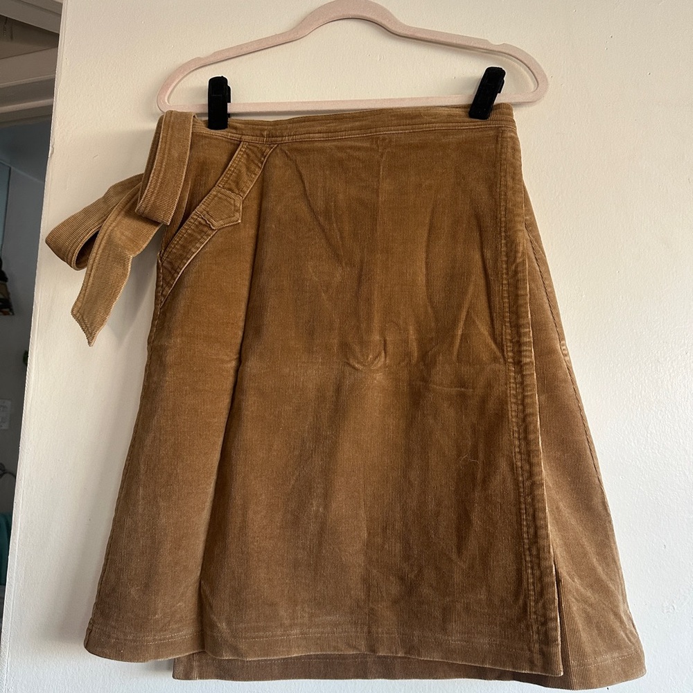 Chic Tan A-Line Corduroy wrap Skirt